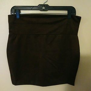 Brown faux suede mini skirt